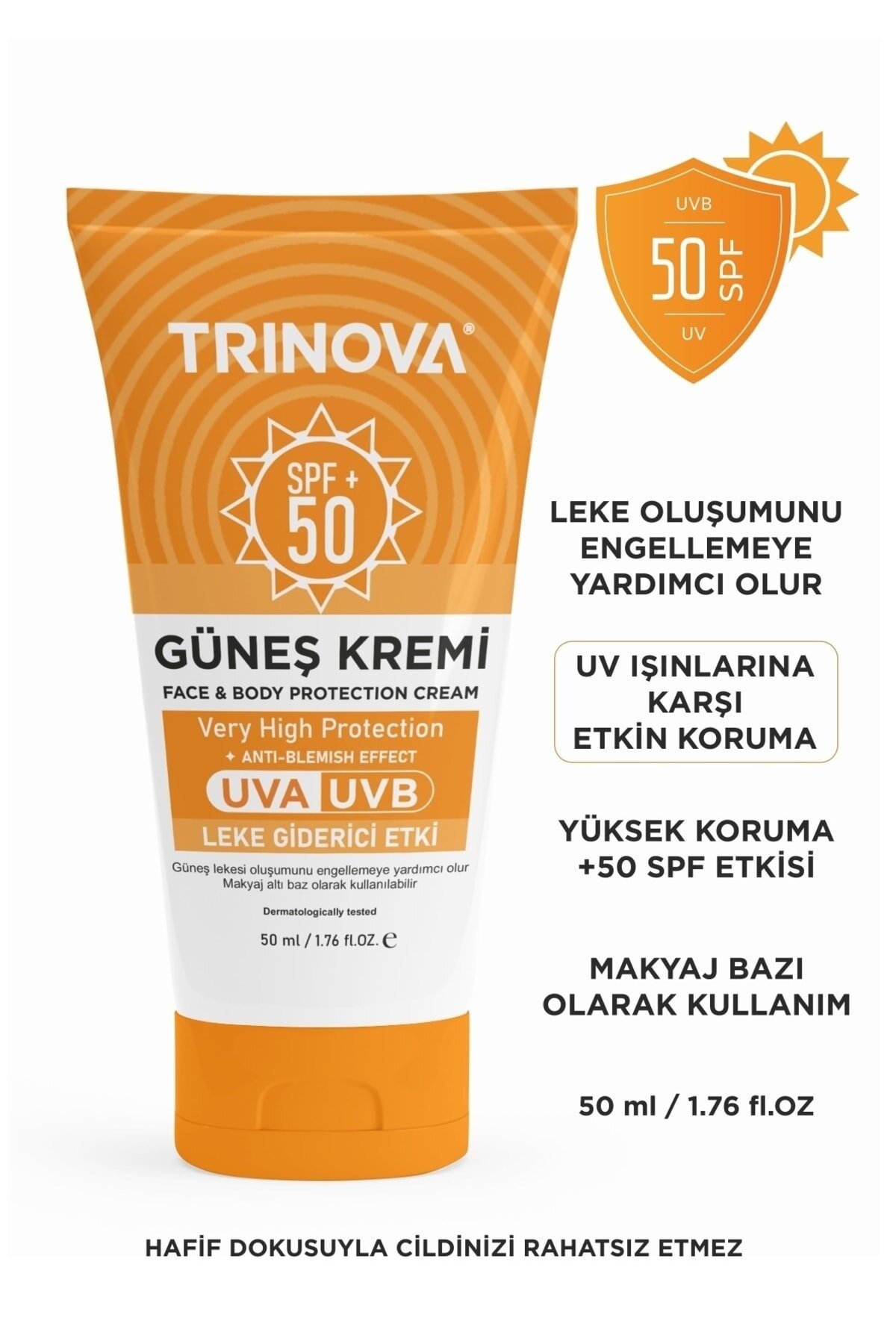 Trinova Leke Karşıtı Spf +50 Güneş Kremi 50ml 