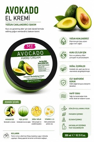 Mt Avacado Canlandırıcı El Kremi 300 Ml
