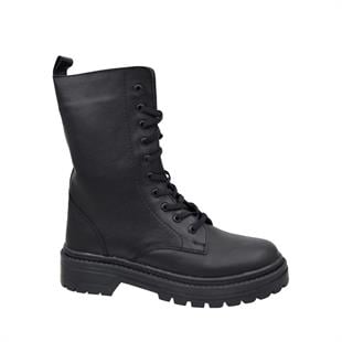 KategorisizHakiki Deri Kadın Postal Fermuarlı Çizme 2256 SİYAH