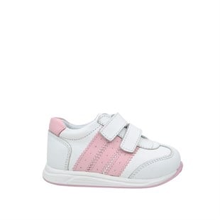 KategorisizOrtopedik Deri Bebek Spor Ayakkabı Kavis Destekli 2295 (21-30) BEYAZ - PEMBE
