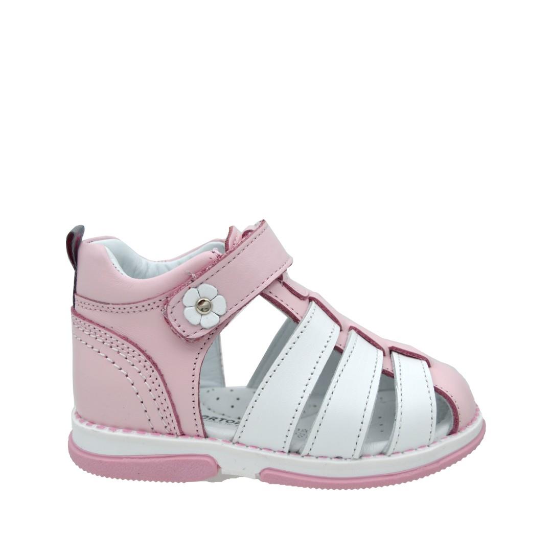 KategorisizOrtopedia Deri Bebek Sandalet 1629 PEMBE - BEYAZ