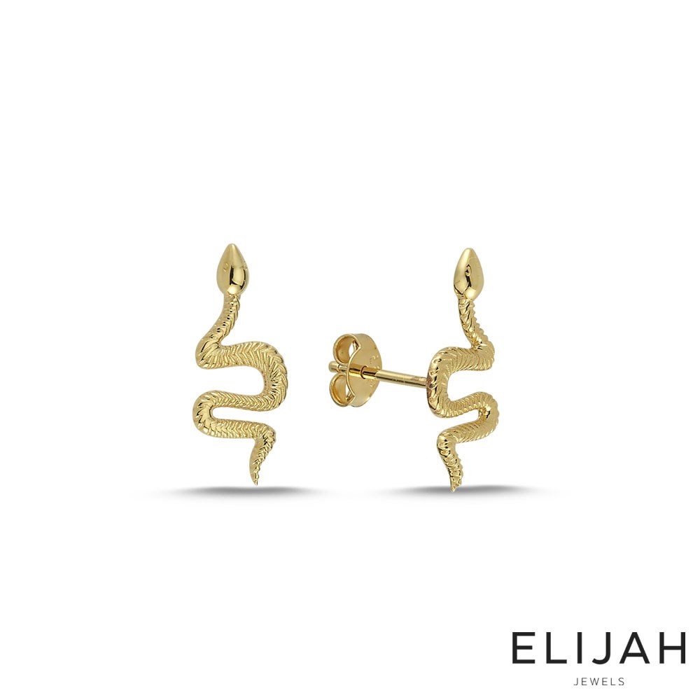 Yılan Sabit Altın Küpe - Elijah Jewels