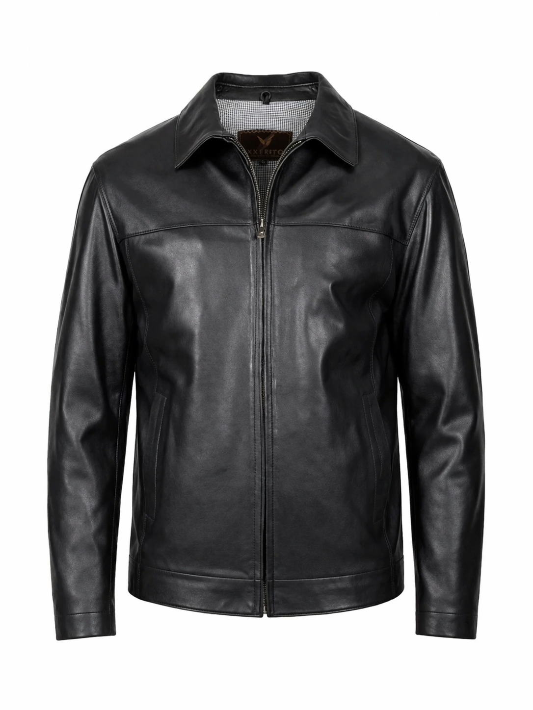 Gömlek Yaka Siyah Deri Mont