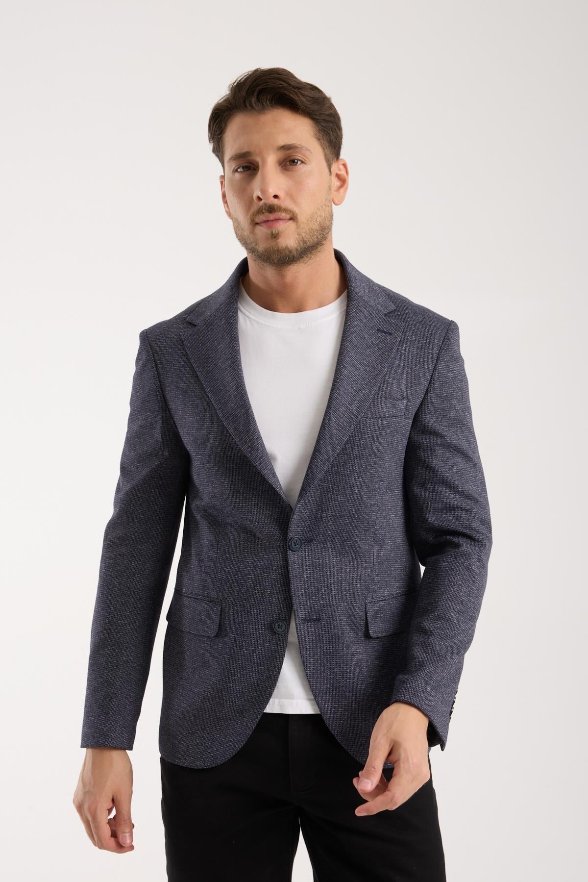 Erkek Lacivert Slim Fit Klasik Ceket