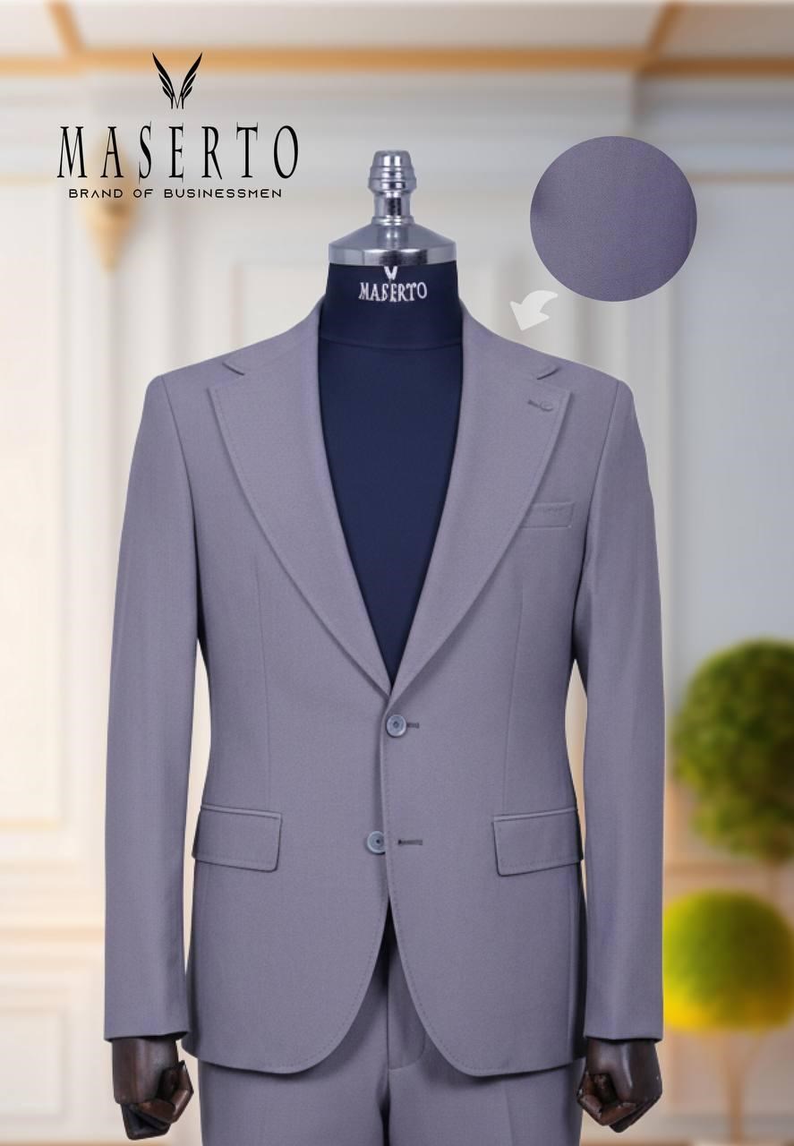 Maserto Erkek Lila Slim Fit Geniş Sivri Yaka Takım Elbise