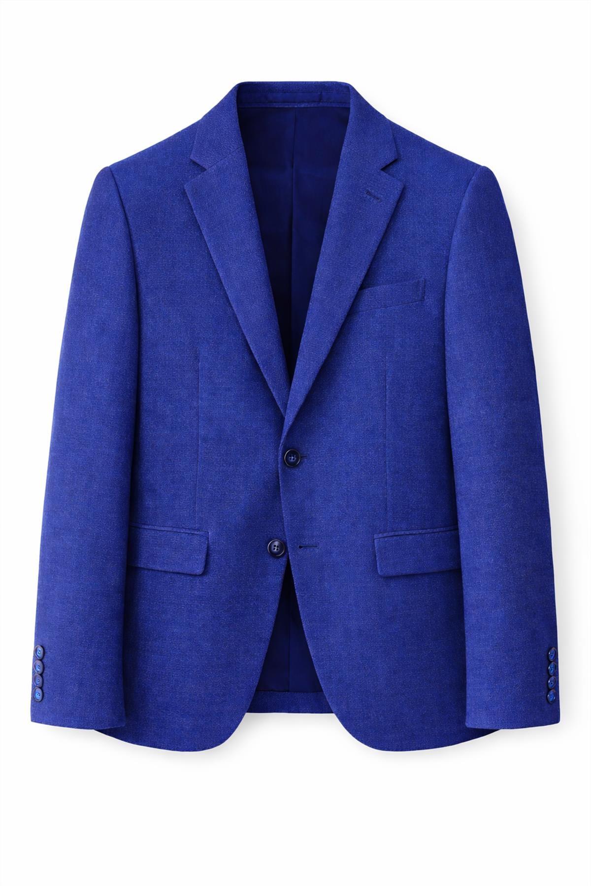 Erkek Saks Mavi Slim Fit Blazer Ceket