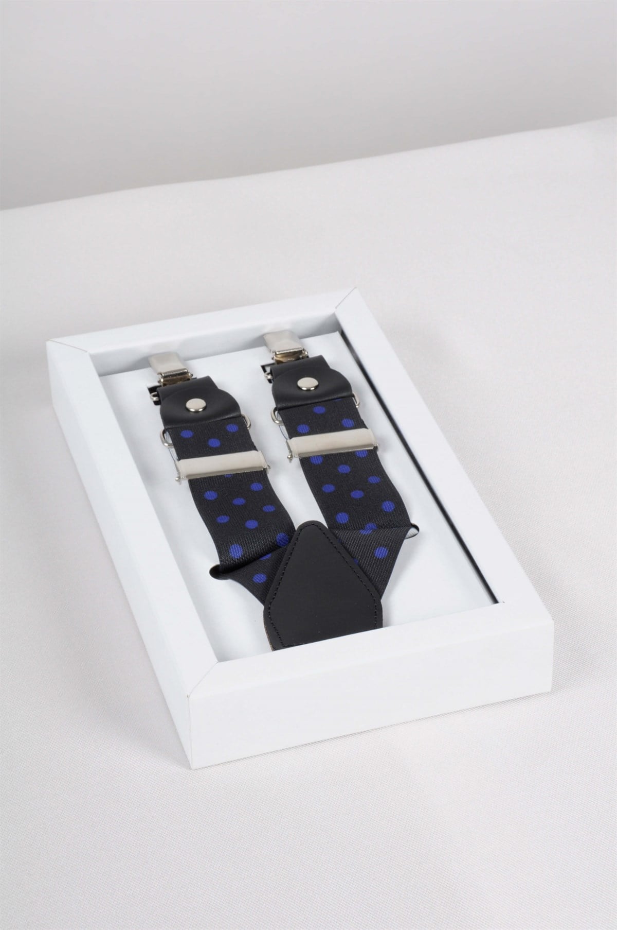 Maserto Siyah Pantolon Askısı Puantiye Desenli