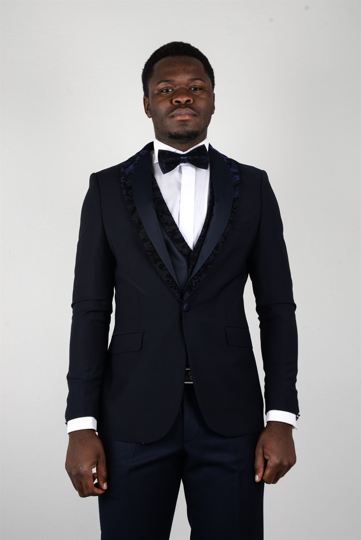 Maserto Slim Fit Lacivert Özel Dikim Damatlık