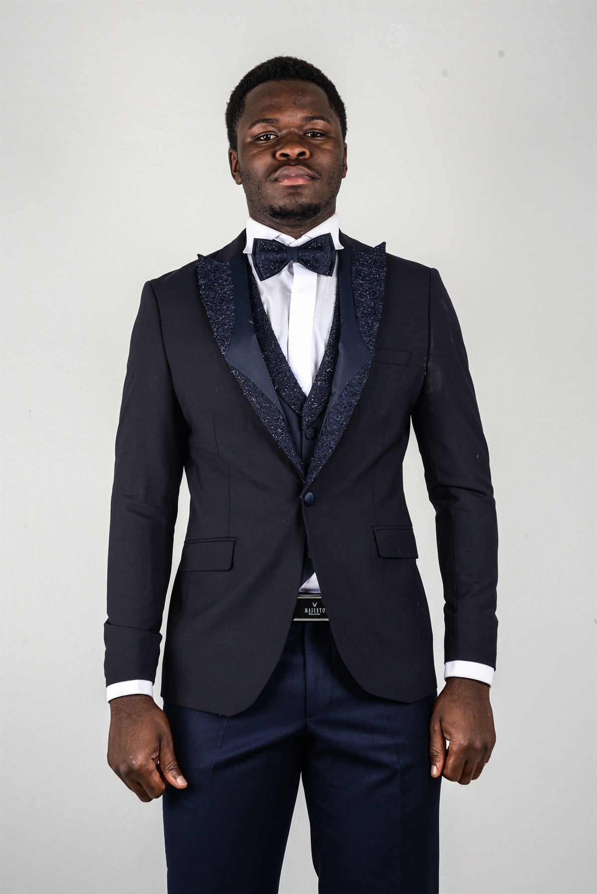 Maserto Slim Fit Lacivert Özel Dikim Damatlık