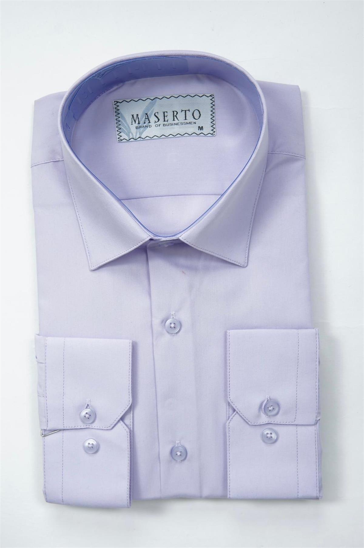 Maserto Slim Fit Lila Gömlek Düz Desenli