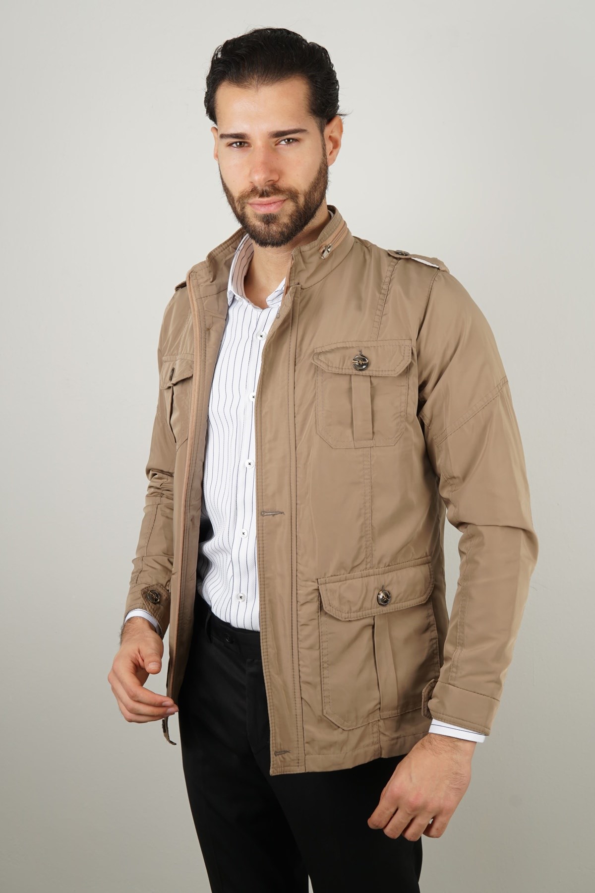 Maserto Slim Fit Safari Model Bej Mont