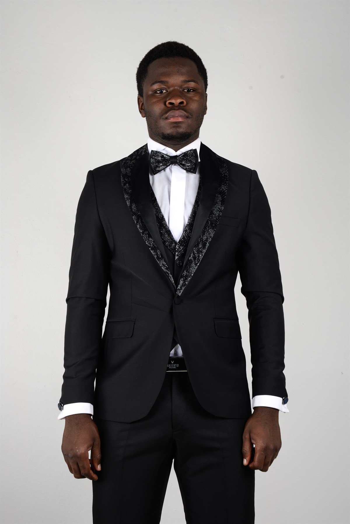 Maserto Slim Fit Siyah Özel Dikim Damatlık