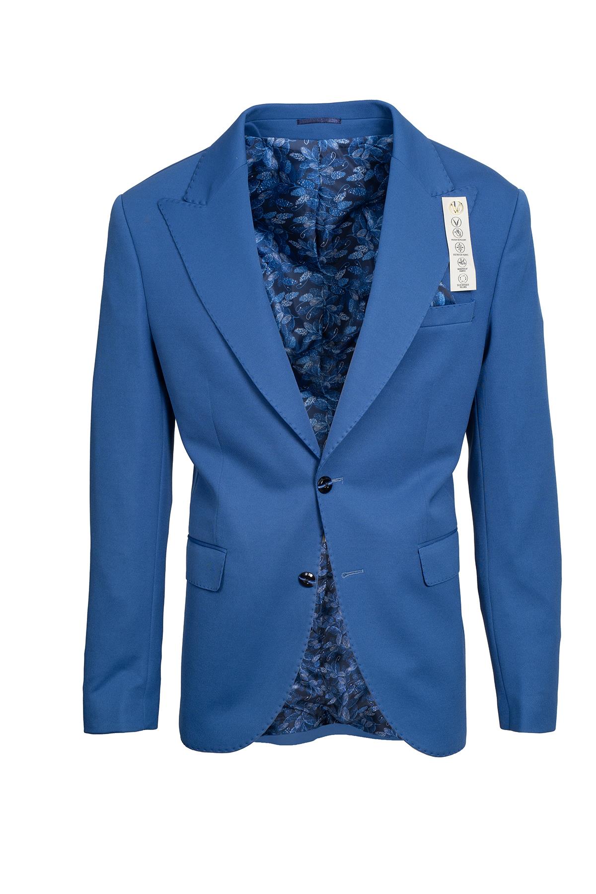 Mavi Erkek Slim Fit Poliviskon Full Likra Tek Düğme Ceket