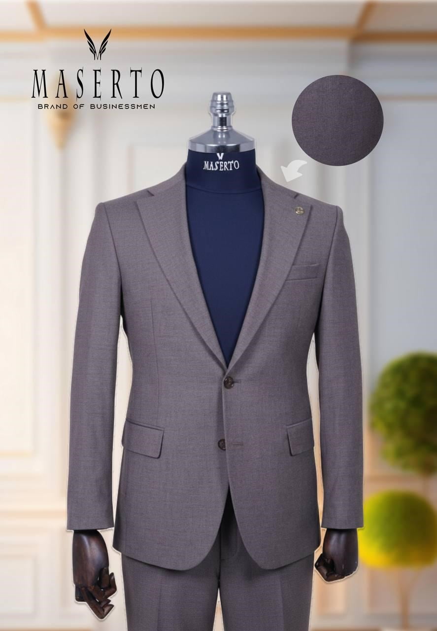 Maserto Erkek Açık Gri Slim Fit Takım Elbise