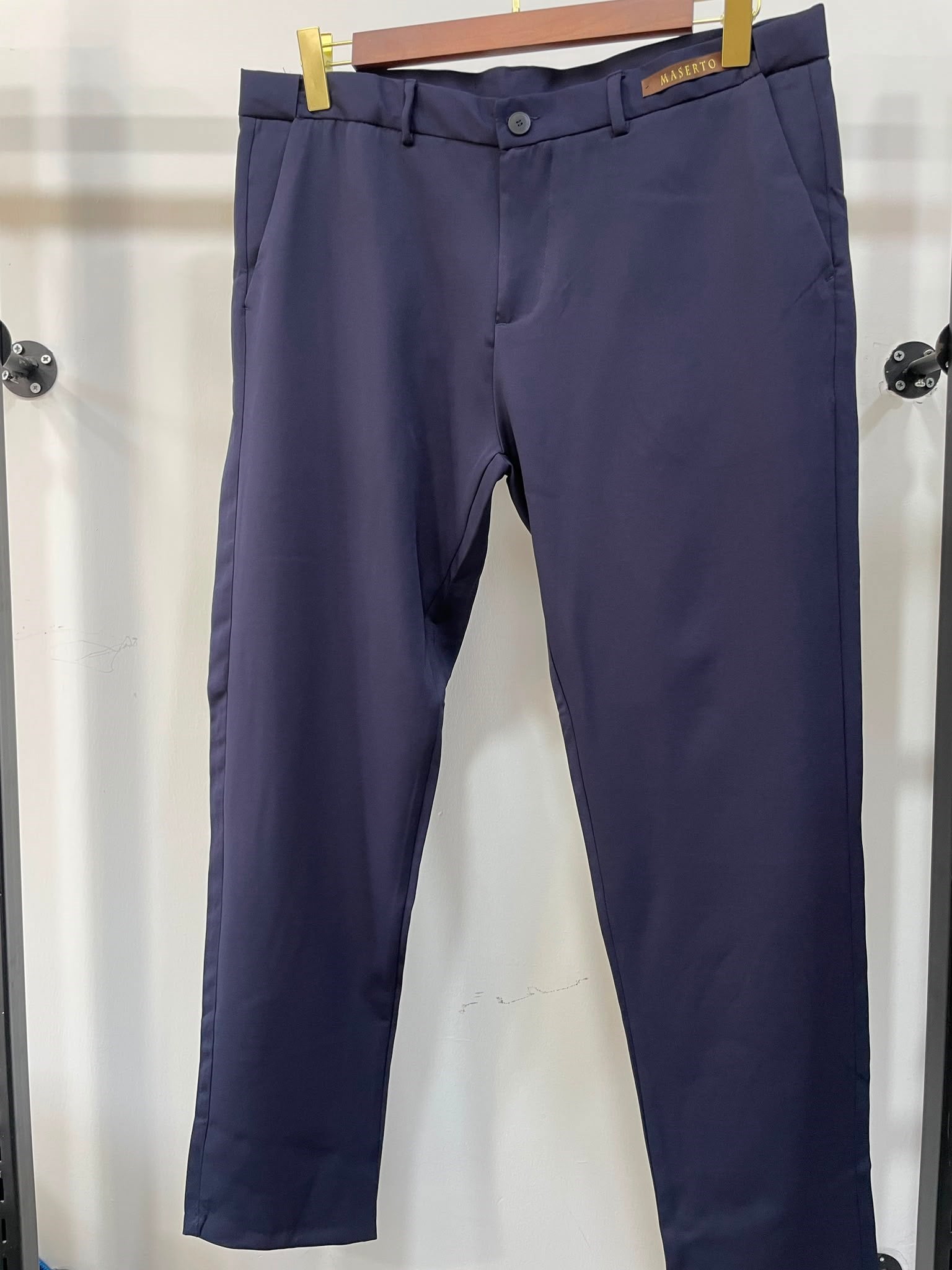 Erkek Lacivert Slim Fit Esnek Beli Lastikli Kumaş Pantolon