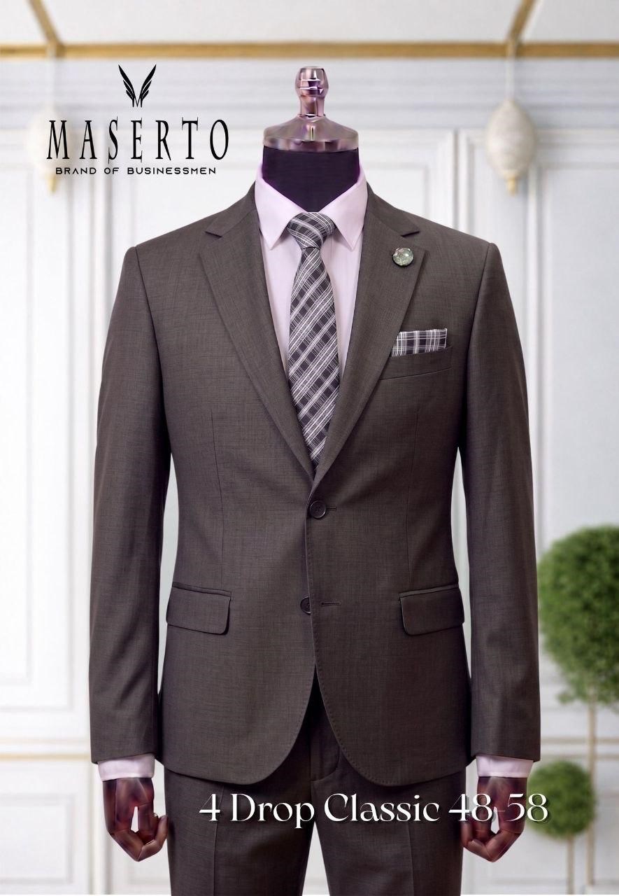 Maserto Erkek Antrasit 4 Drop Slim Fit Klasik Takım Elbise