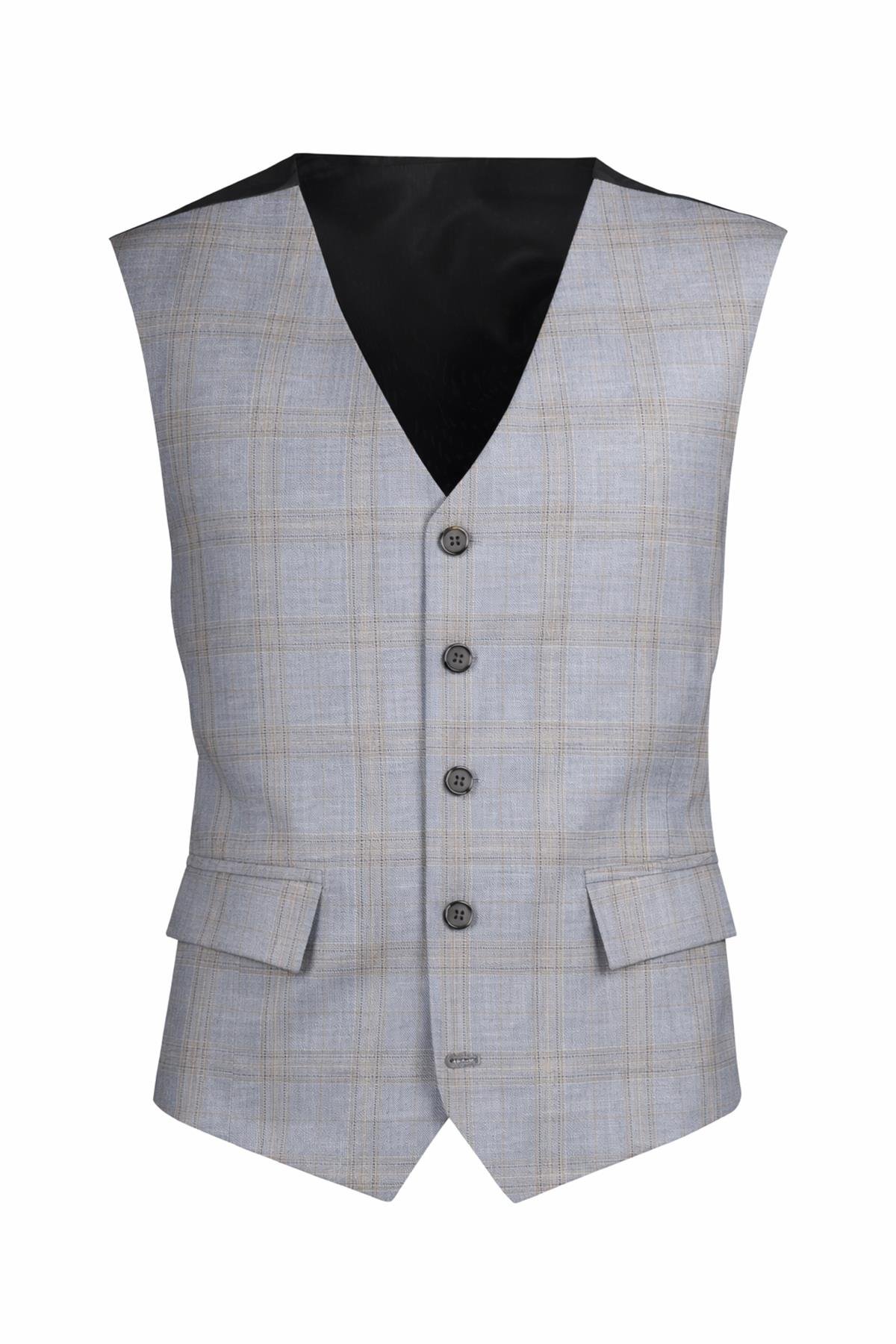 Erkek Mavi Slim Fit Yelek