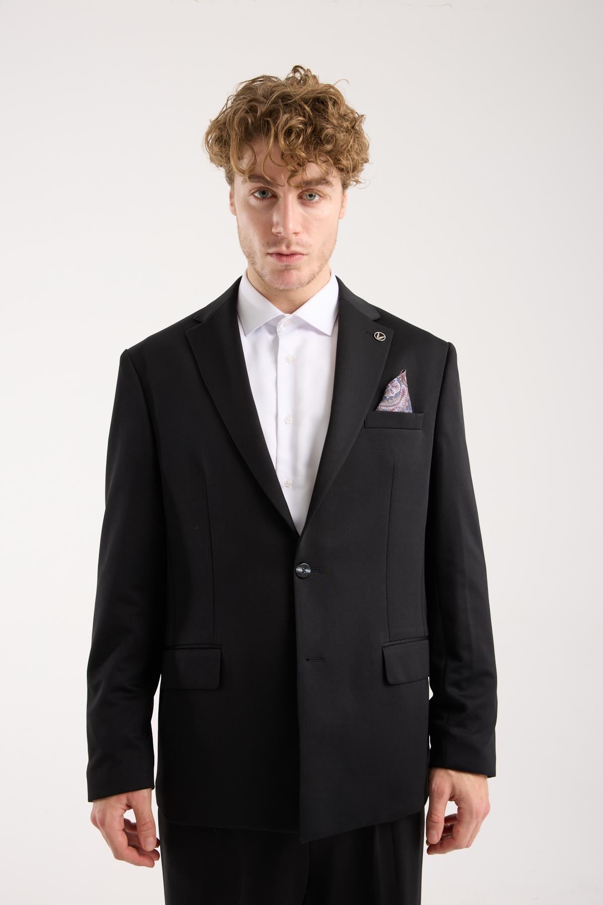 Erkek Siyah Slim Fit Klasik Blazer Ceket