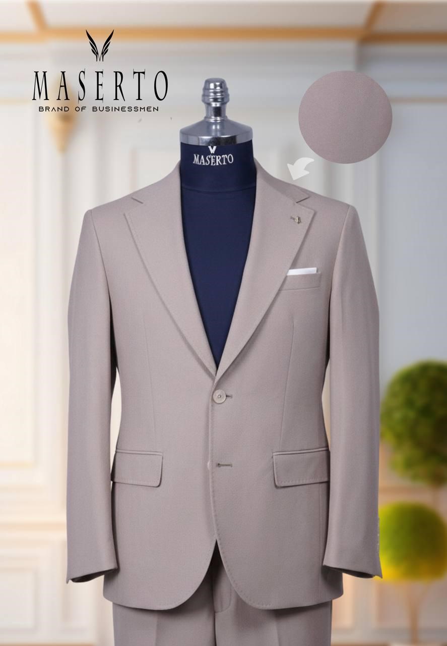 Maserto Erkek Bej Slim Fit Takım Elbise