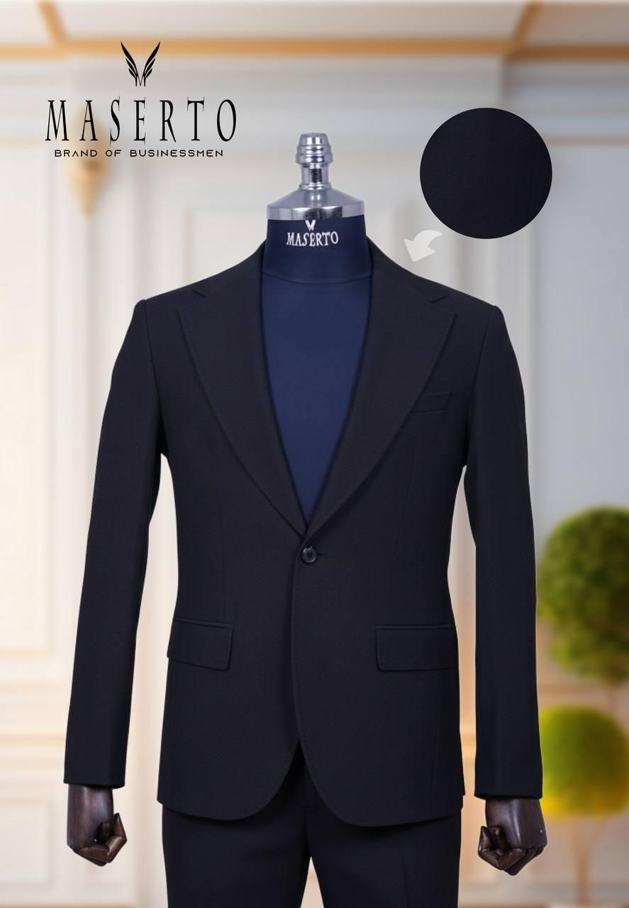 Maserto Erkek Siyah Slim Fit Sivri Yaka Takım Elbise