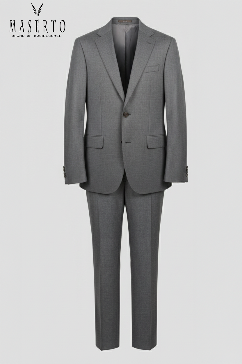 Maserto Slim Fit Koyu Gri Takım Elbise Şık ve Modern Tasarım