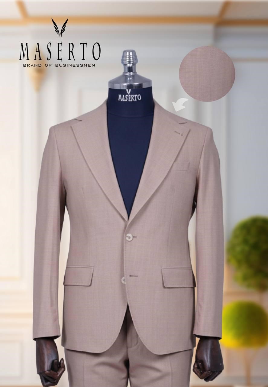 Maserto Erkek Bej  Slim Fit Ceket Pantolon Takım