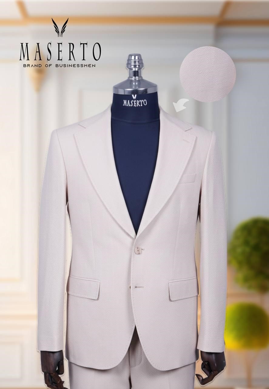Maserto Erkek Krem Slim Fit Takım Elbise