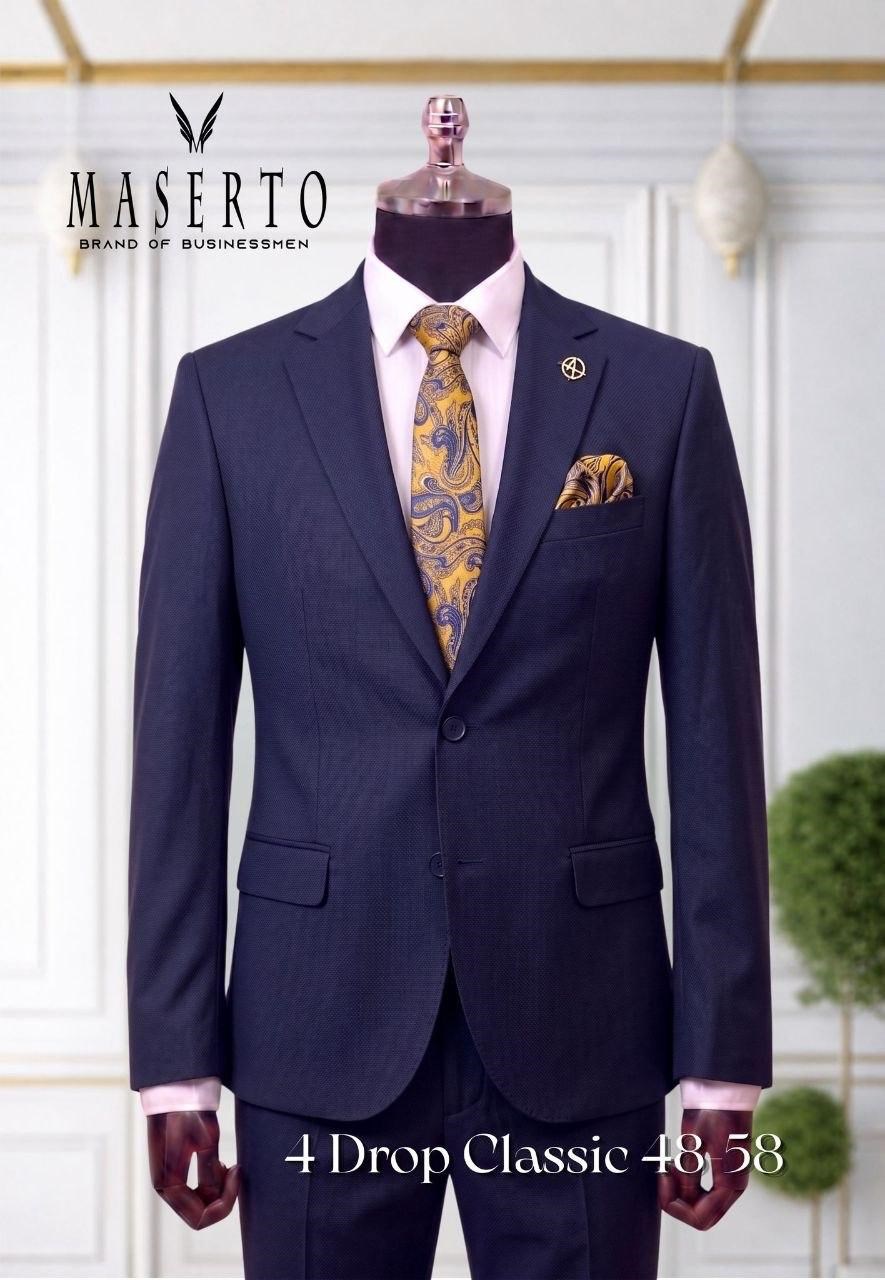 Maserto Lacivert Erkek Klasik Takım Elbise 4 Drop Slim Fit