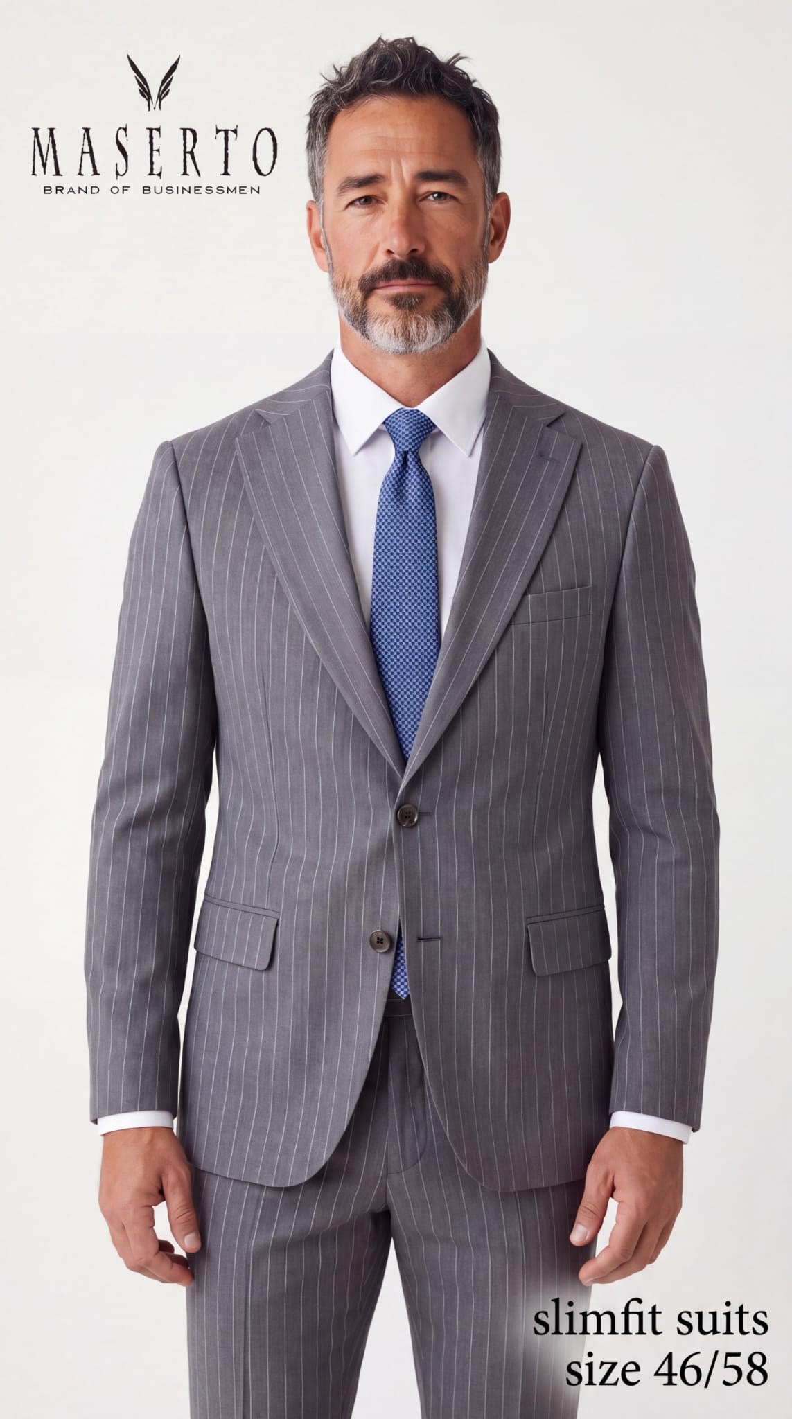 Erkek Gri Çizgili Slim Fit Takım Elbise