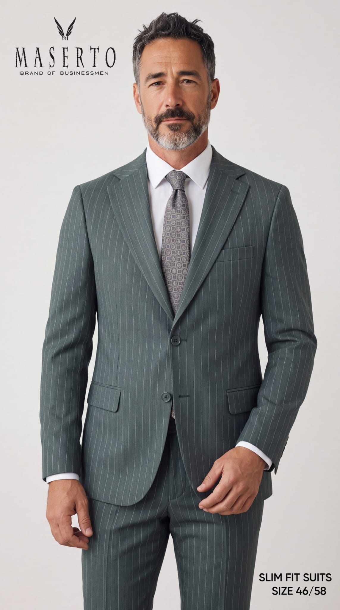 Erkek Yeşil Çizgili Slim Fit 3 Parça Takım Elbise
