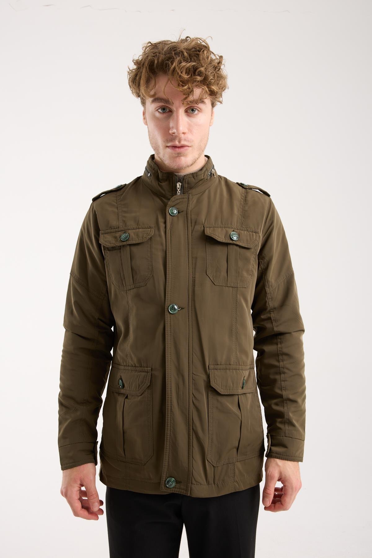 Maserto Cepli Mevsimlik Haki Erkek Mont