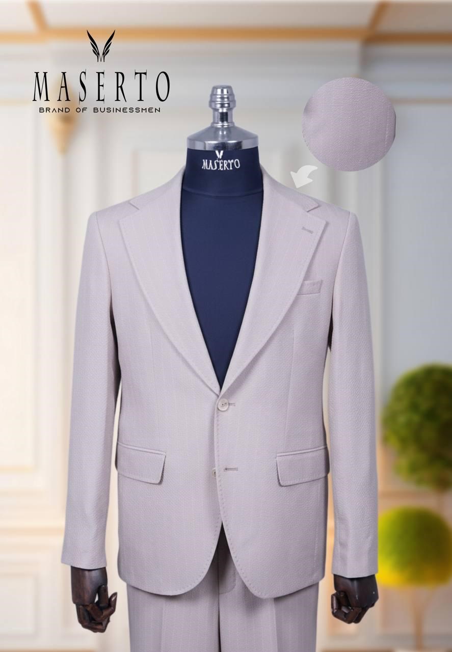 Maserto Erkek Açık Lila Slim Fit Dokulu Sivri Yaka Takım Elbise