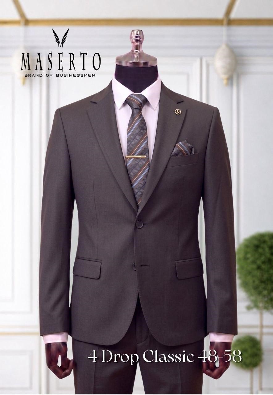 Maserto Antrasit Erkek Klasik Takım Elbise 4 Drop Slim Fit 