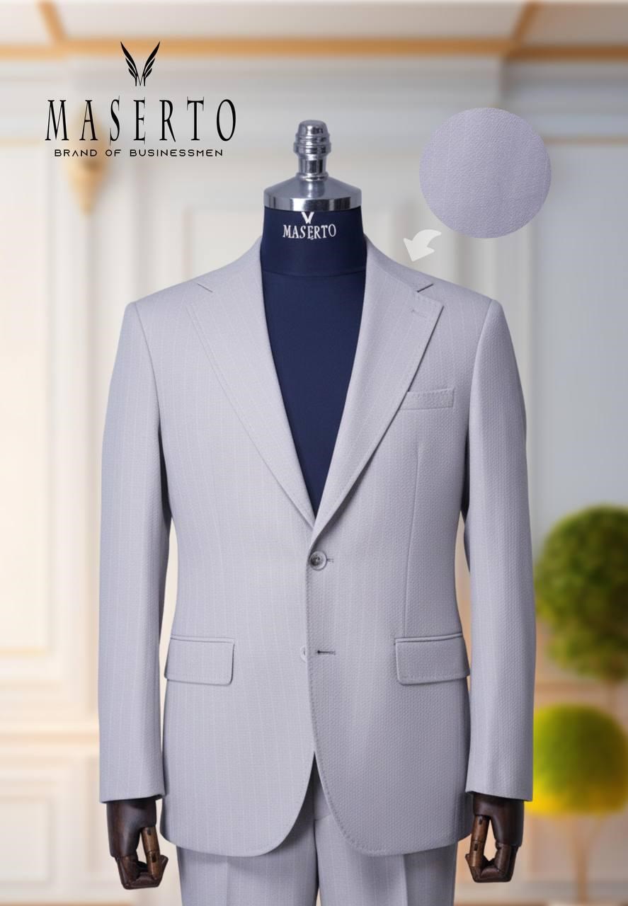 Maserto Erkek Açık Gri Slim Fit Takım Elbise
