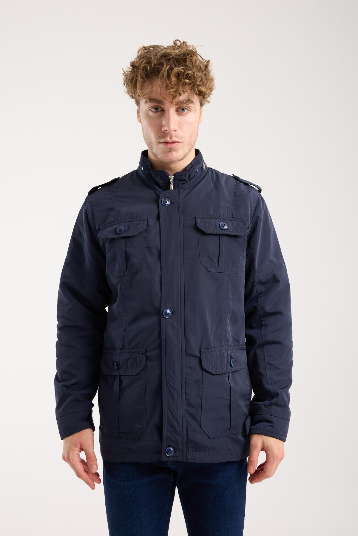 Maserto Cepli Mevsimlik Lacivert Erkek Mont