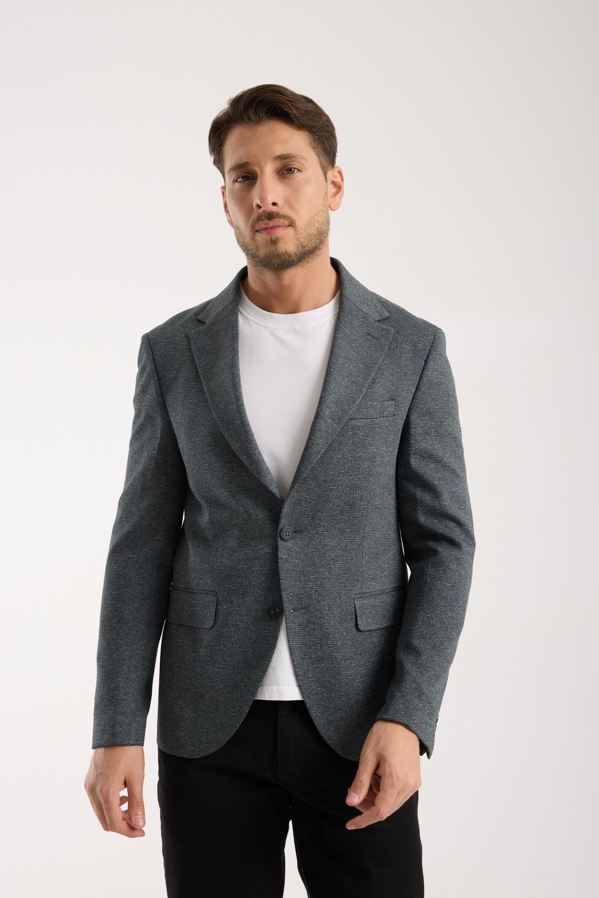 Erkek Antrasit Slim Fit Klasik Ceket