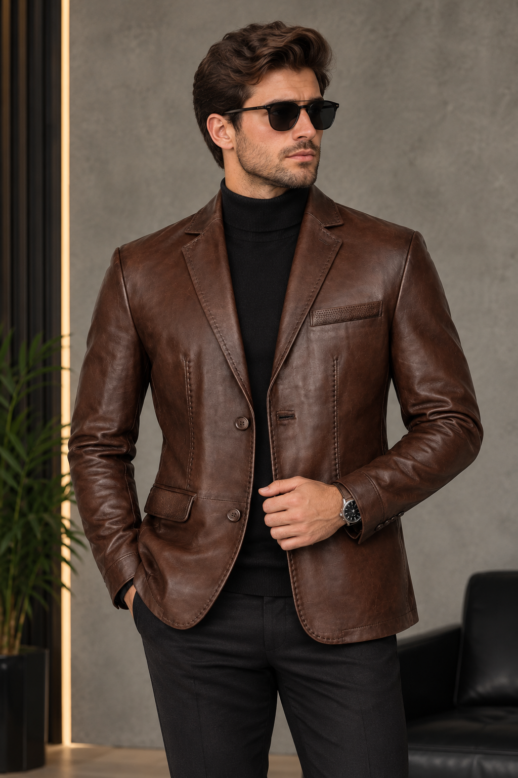 Erkek Blazer Ceket Kahverengi