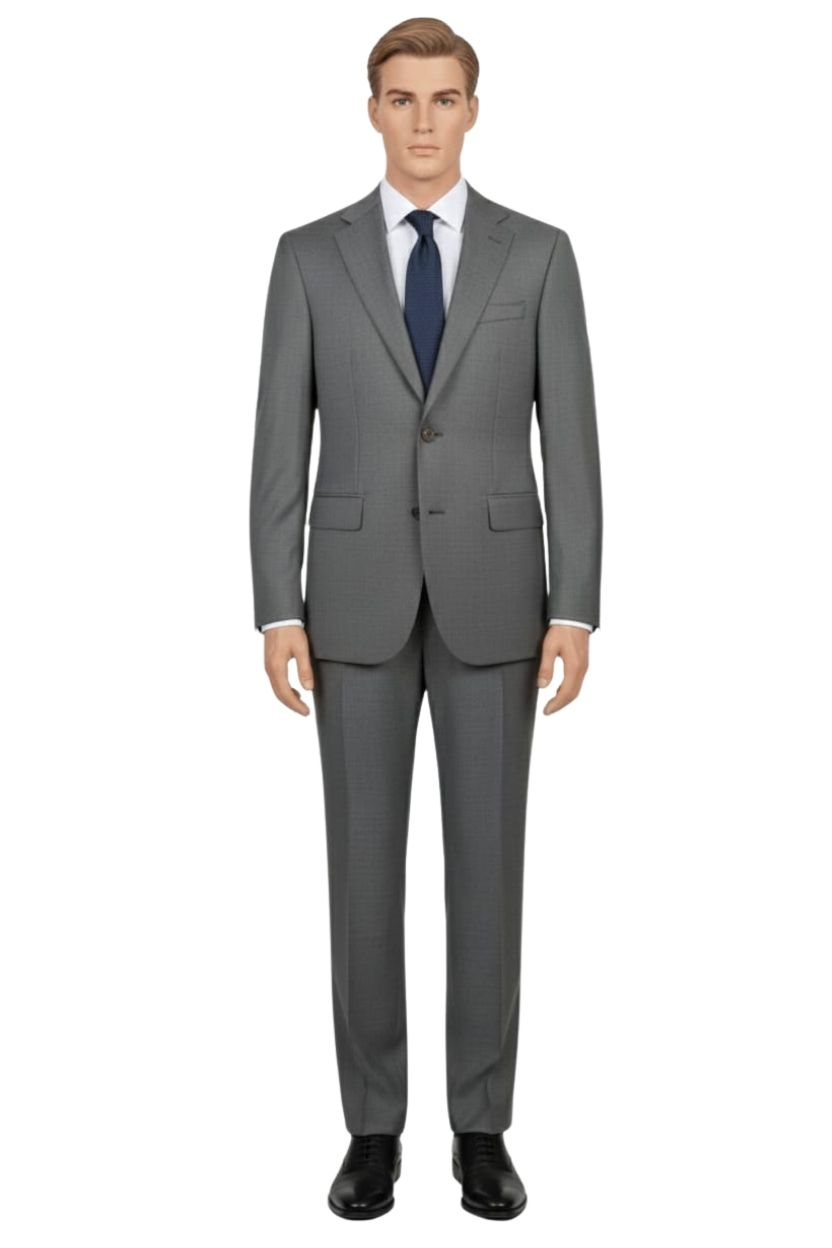 Maserto Slim Fit Gri Cepli Takım Elbise Kendinden Desenli