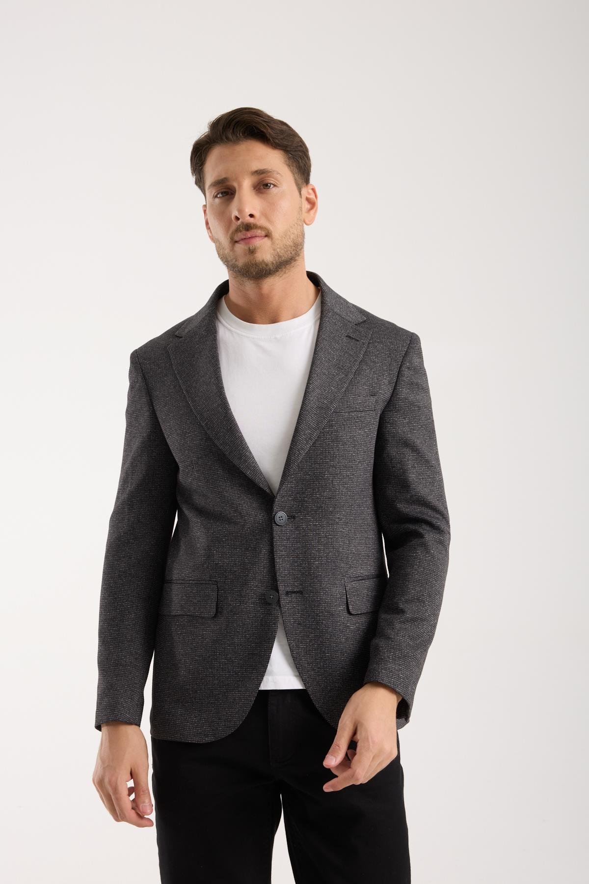 Erkek Siyah Slim Fit Klasik Ceket