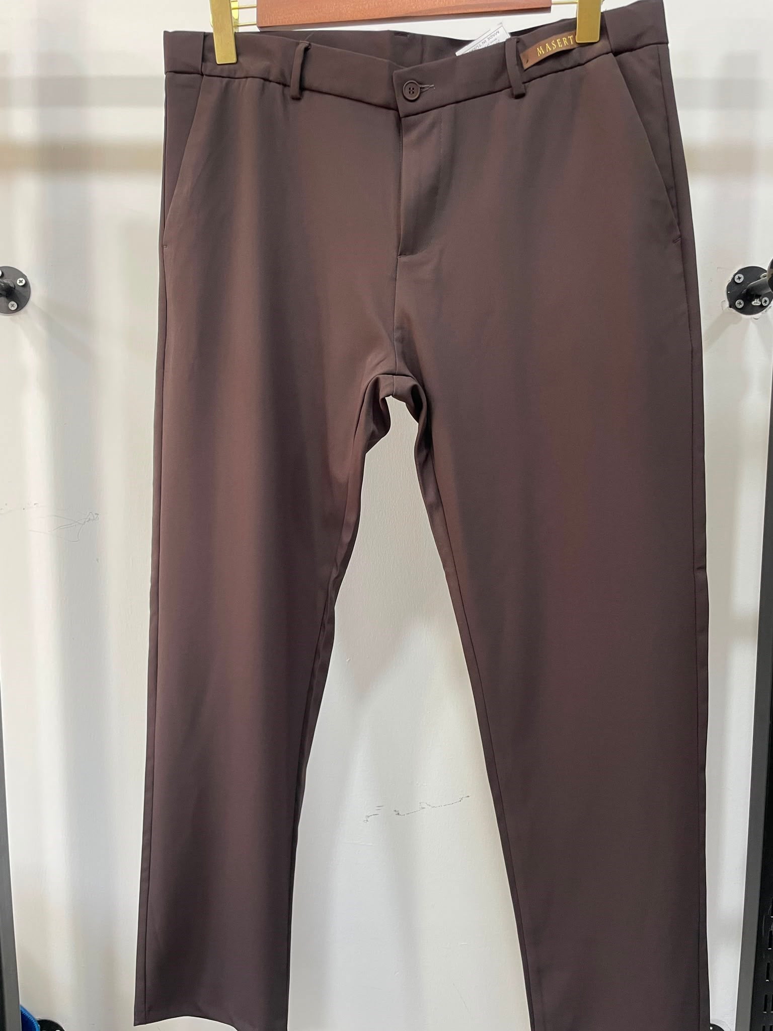 Erkek Kahverengi Slim Fit Esnek Beli Lastikli Poliviskon Kumaş Pantolon