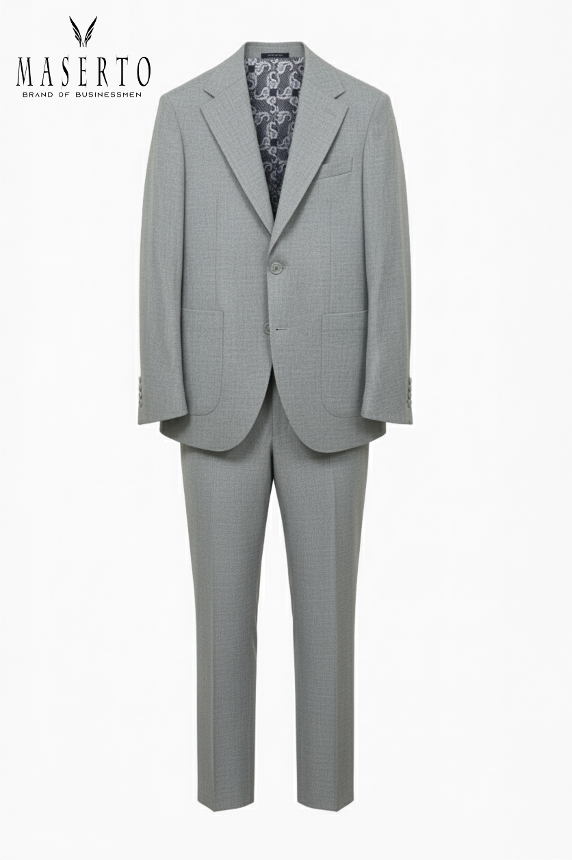 Maserto Erkek Takım Elbise Kendinden Desenli Dört Mevsim 