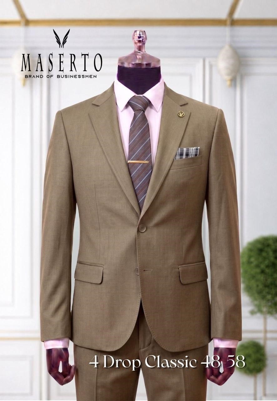 Maserto Vizon Erkek Klasik Takım Elbise 4 Drop Slim Fit 