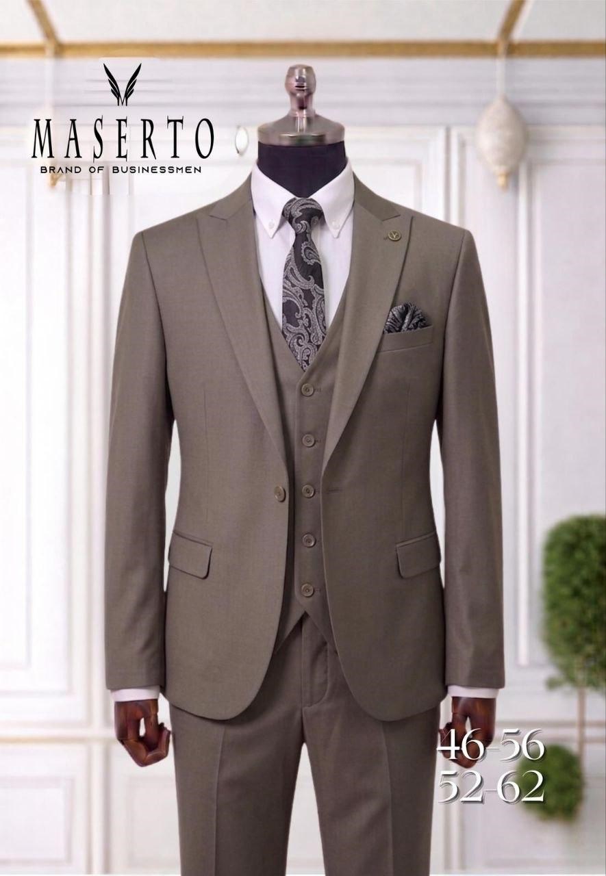 MASERTO Vizon Erkek Slim Fit Yelekli Takım Elbise