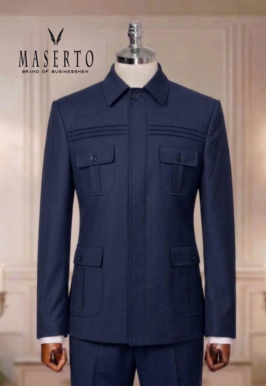 Maserto Lacivert Safari Slim Fit Erkek Takım Elbise