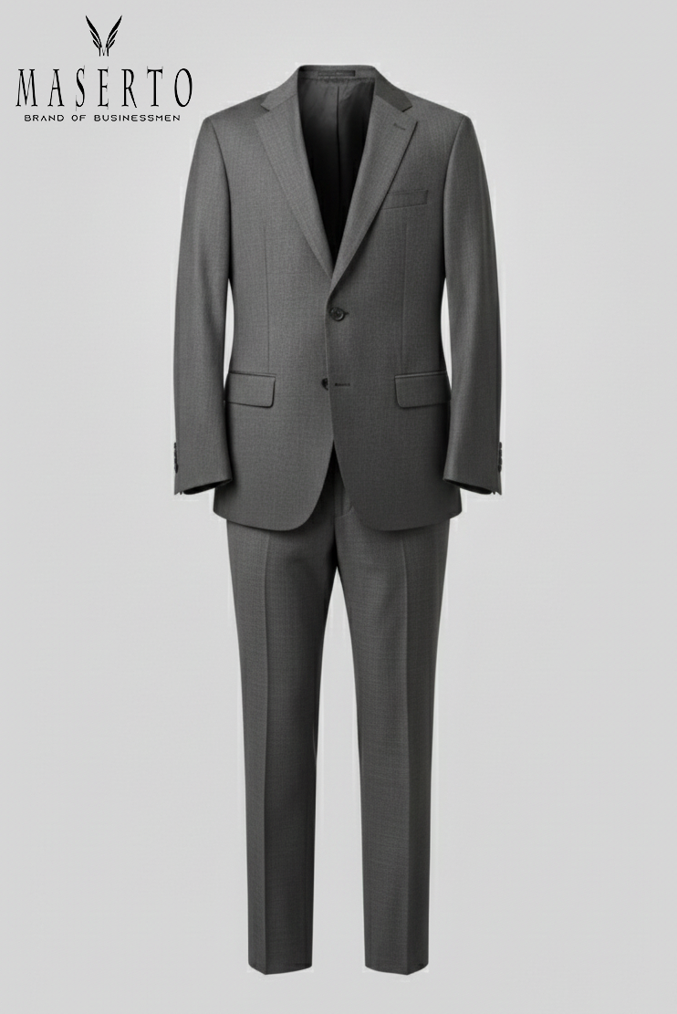 Maserto Koyu Gri Erkek Takım Elbise Şık Modern Tasarım