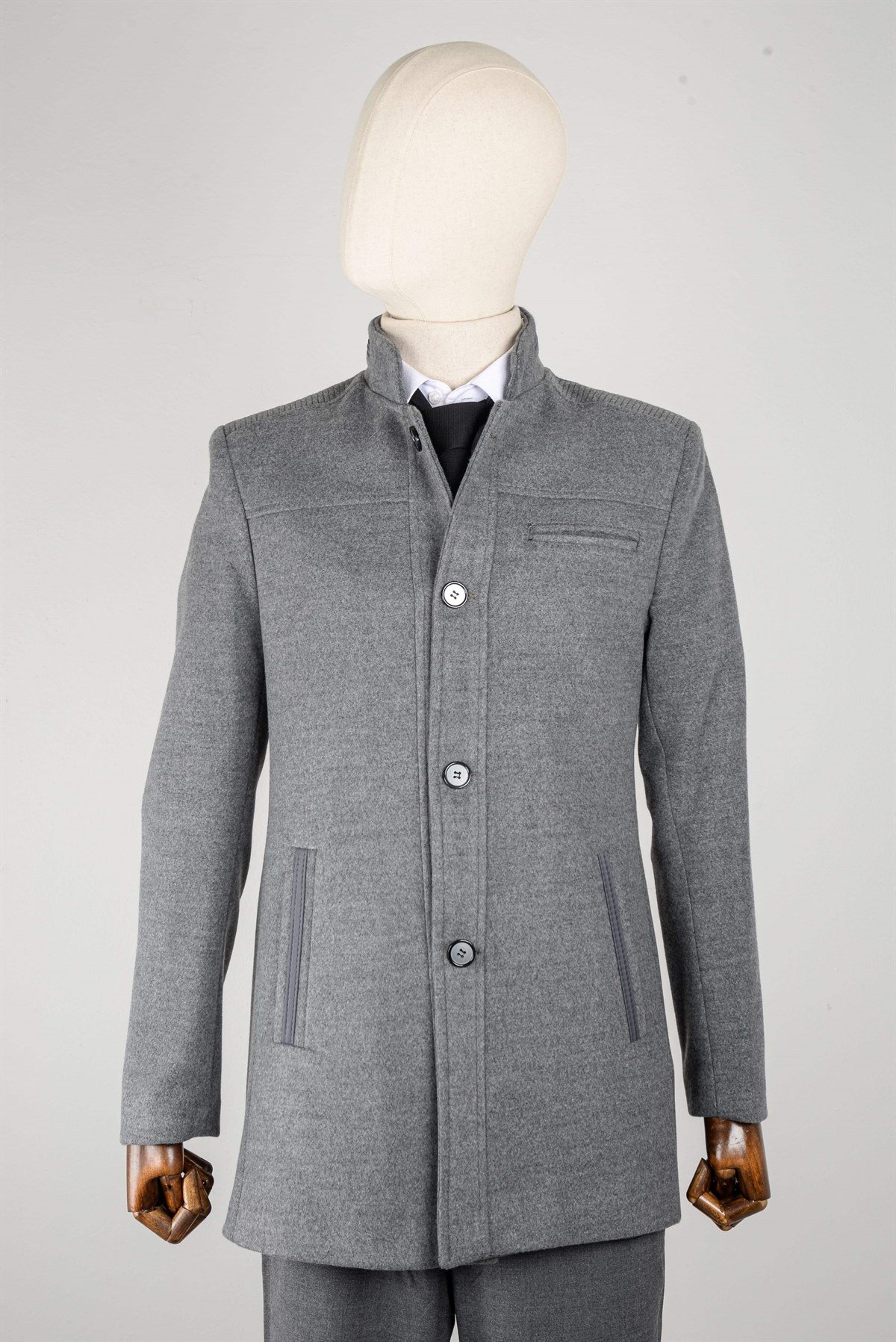 Maserto Gri Kaban Düz Desenli