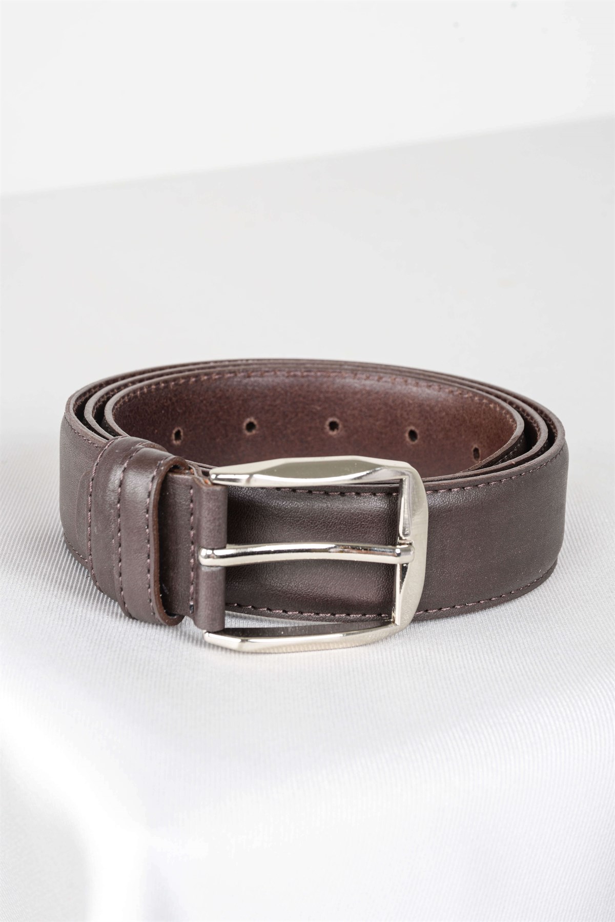 Maserto Kahverengi Kemer Düz Desenli