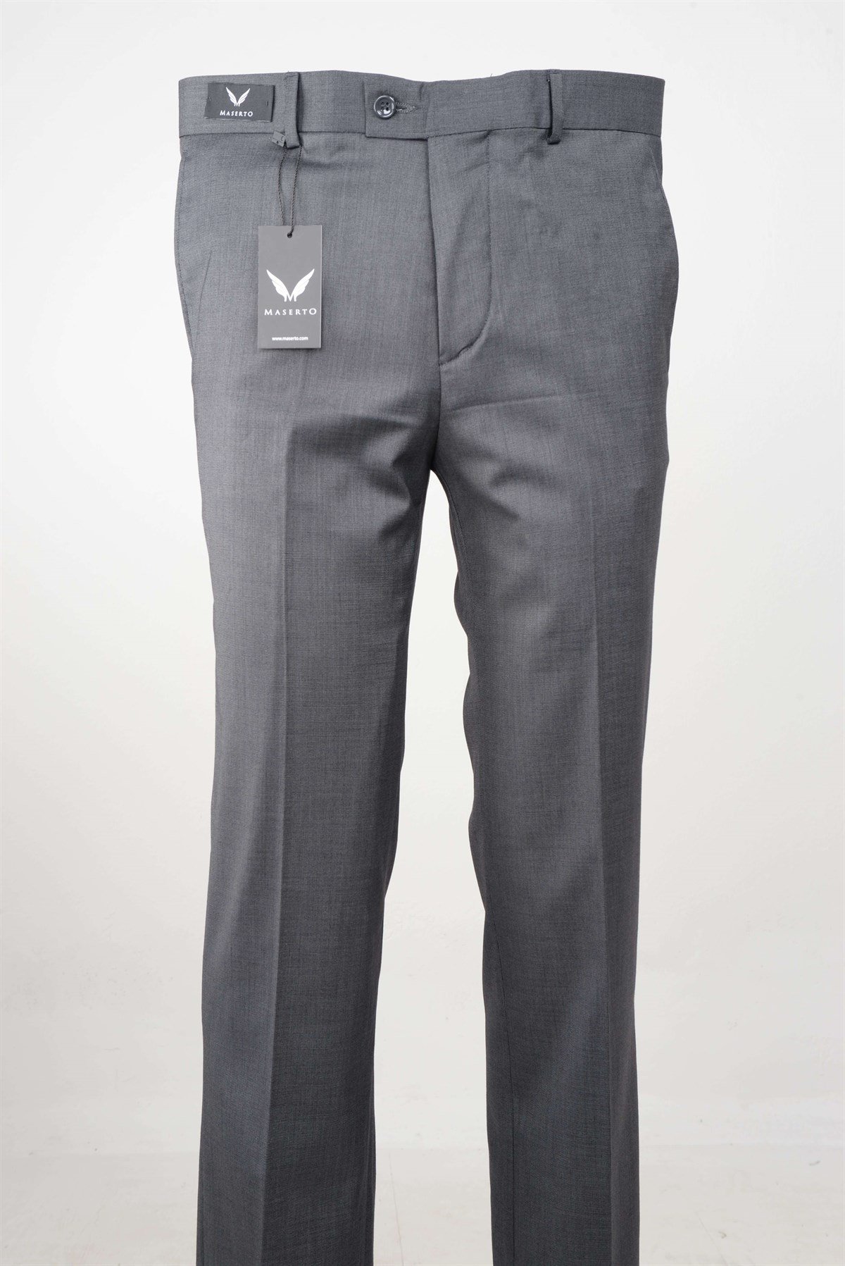 Maserto Klasik Gri Pantolon Düz Desenli