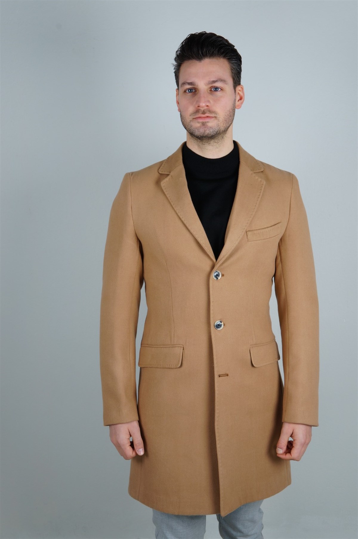 Maserto Mono Yaka Kahverengi Kaban Düz Desenli