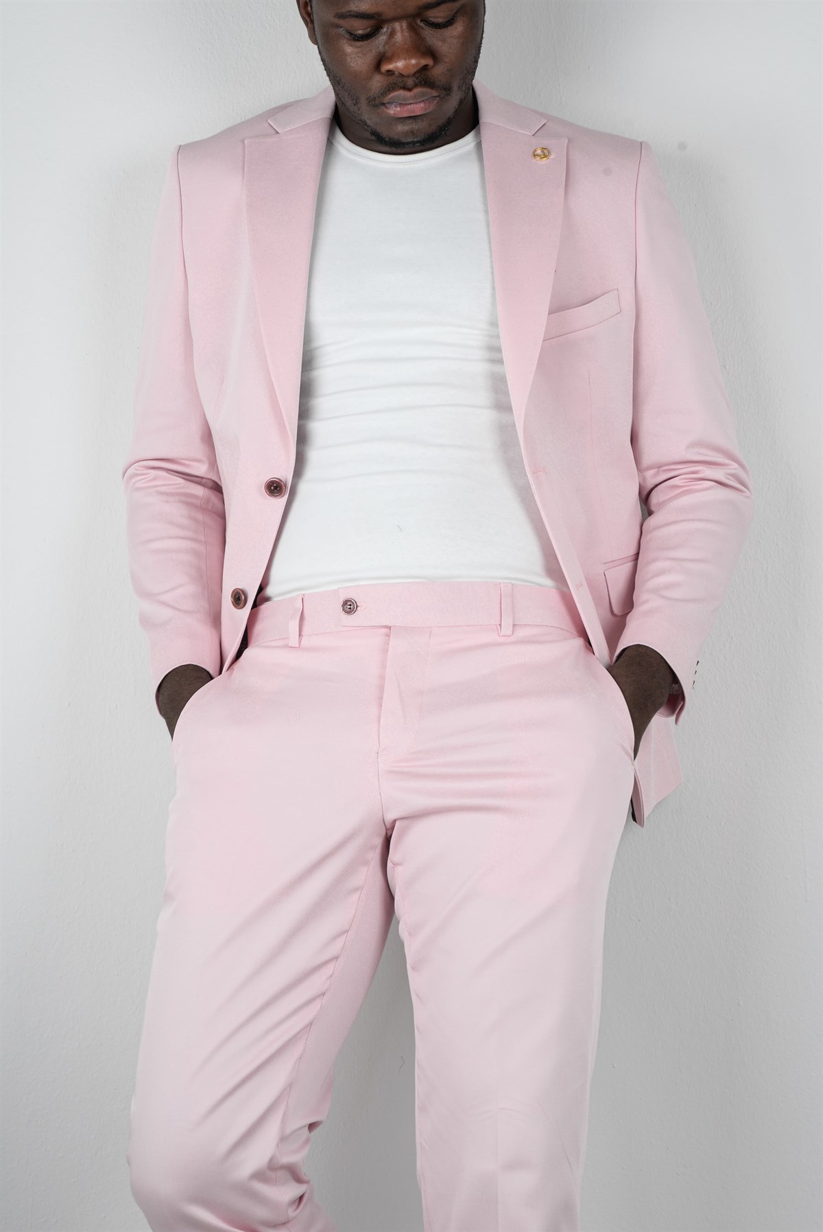 Maserto Slim Fit Light Pink Jacket Plain Patterned | maserto.com